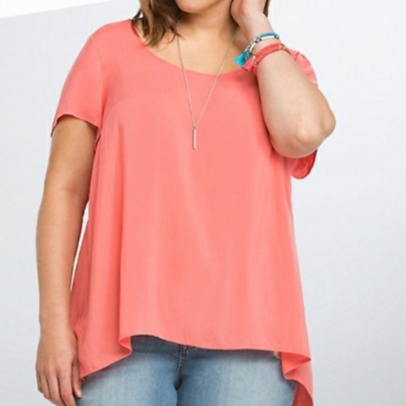 Torrid Romantic Spring coral embroidered cut out back top size 2 - Picture 3 of 11